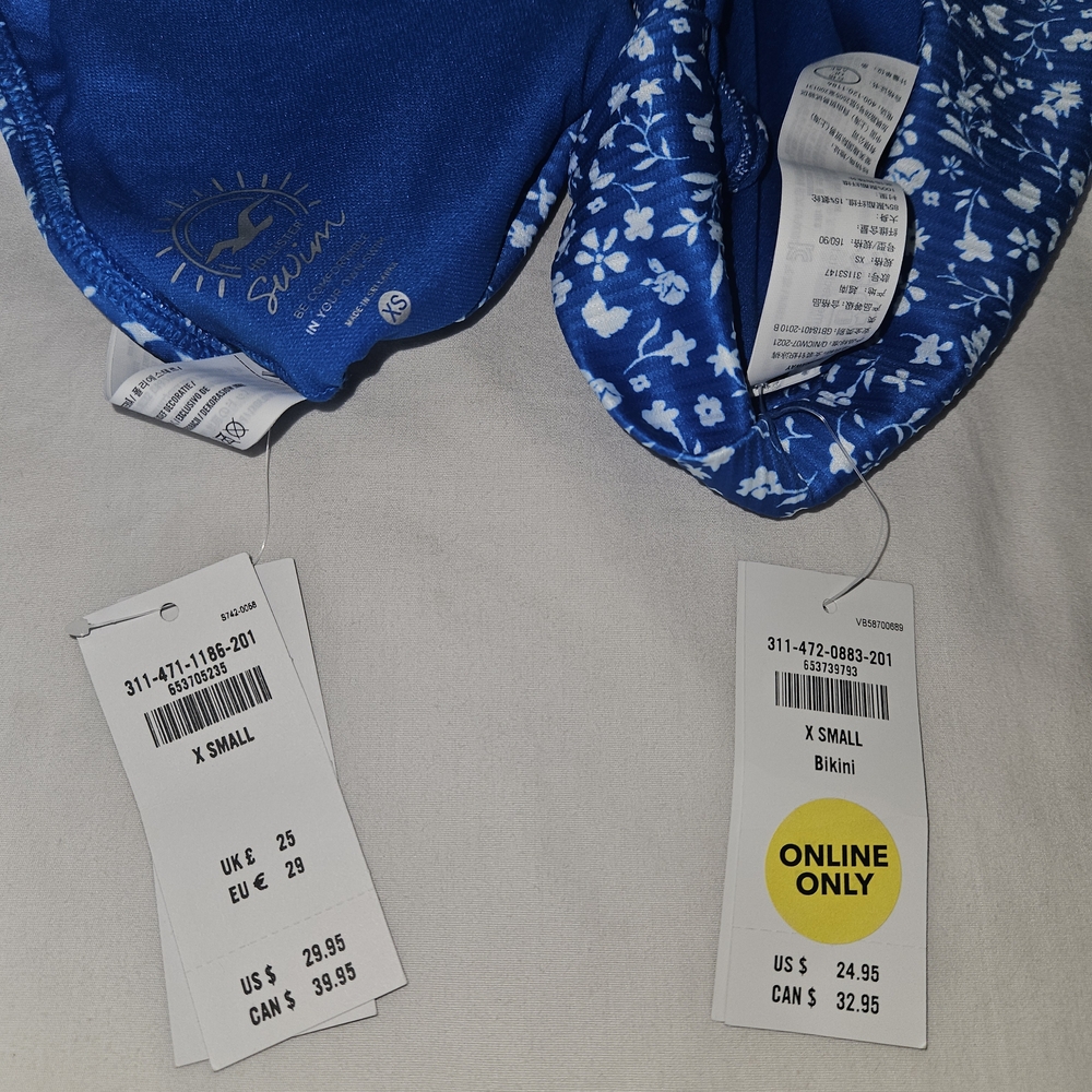 NWT sz XS Hollister Blue Floral Bikini - Picture 5 of 7